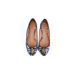 Tory Burch Claire navy blue floral flats Womens Size 10